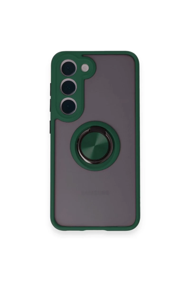 Samsung Galaxy M15 Uyumlu Kılıf Montreal Yüzüklü Silikon Kapak - Yeşil