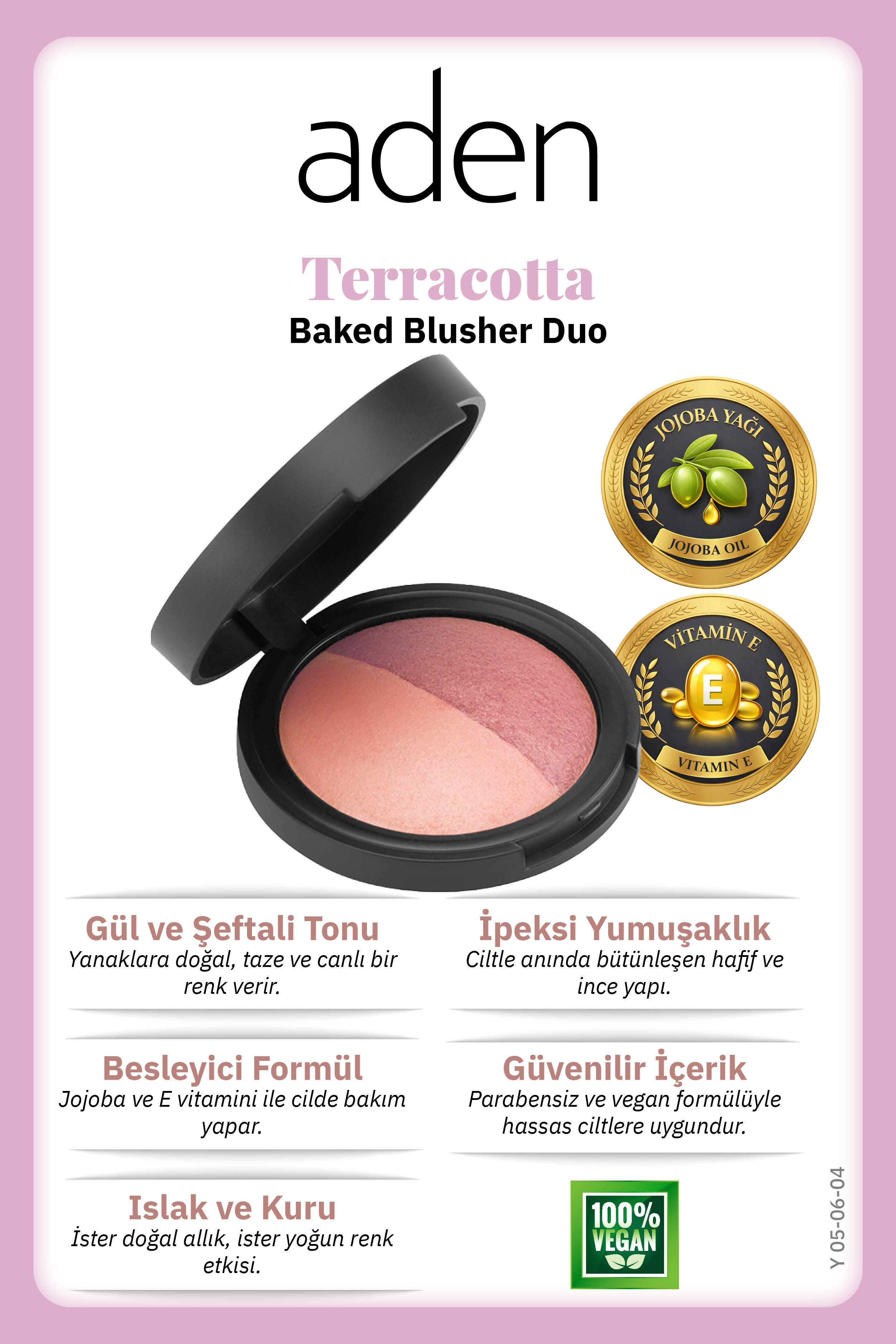 Aden Terracotta Baked Blusher Duo - Terracotta Allık İkilisi