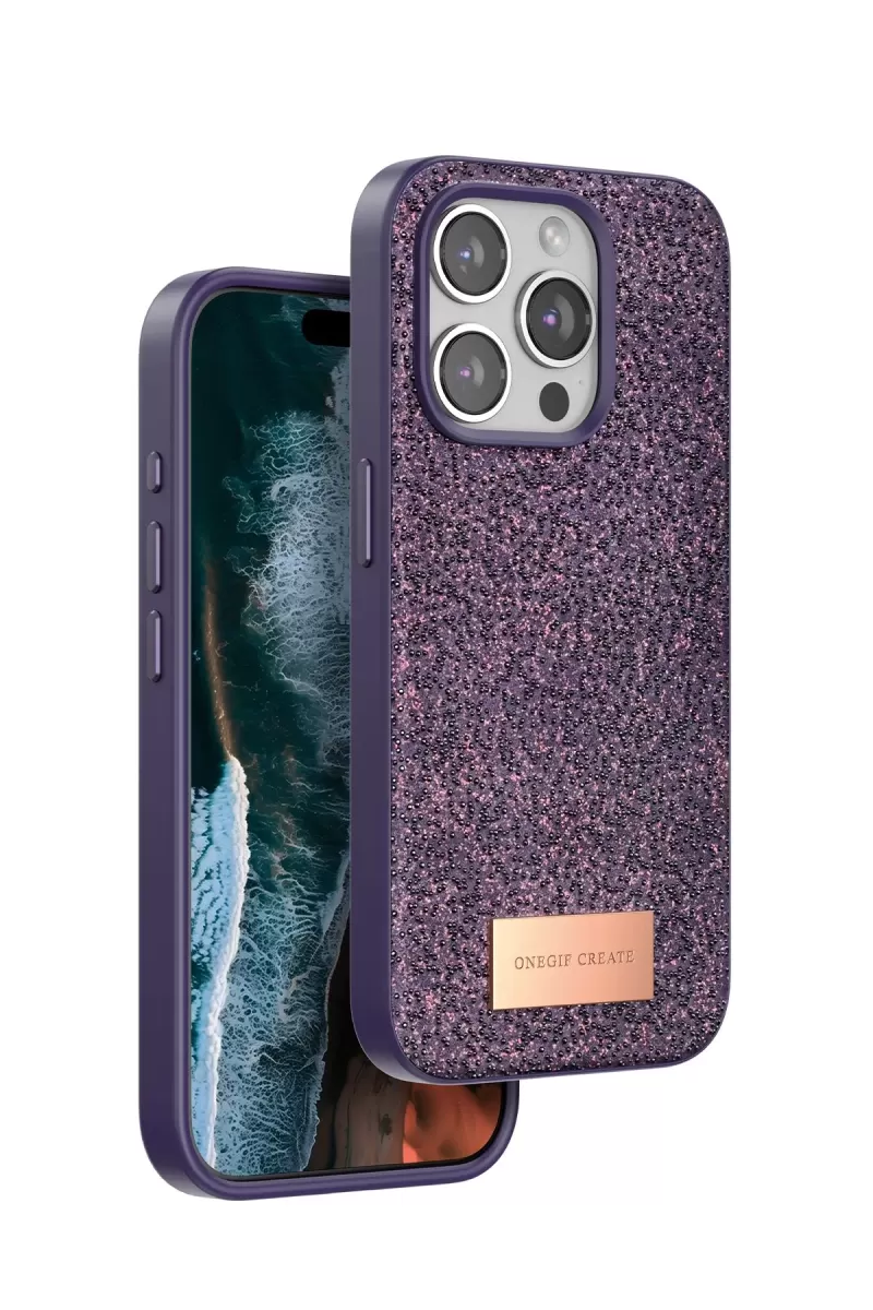 iPhone 15 Pro Max Bright Simli Kapak - Derin Mor