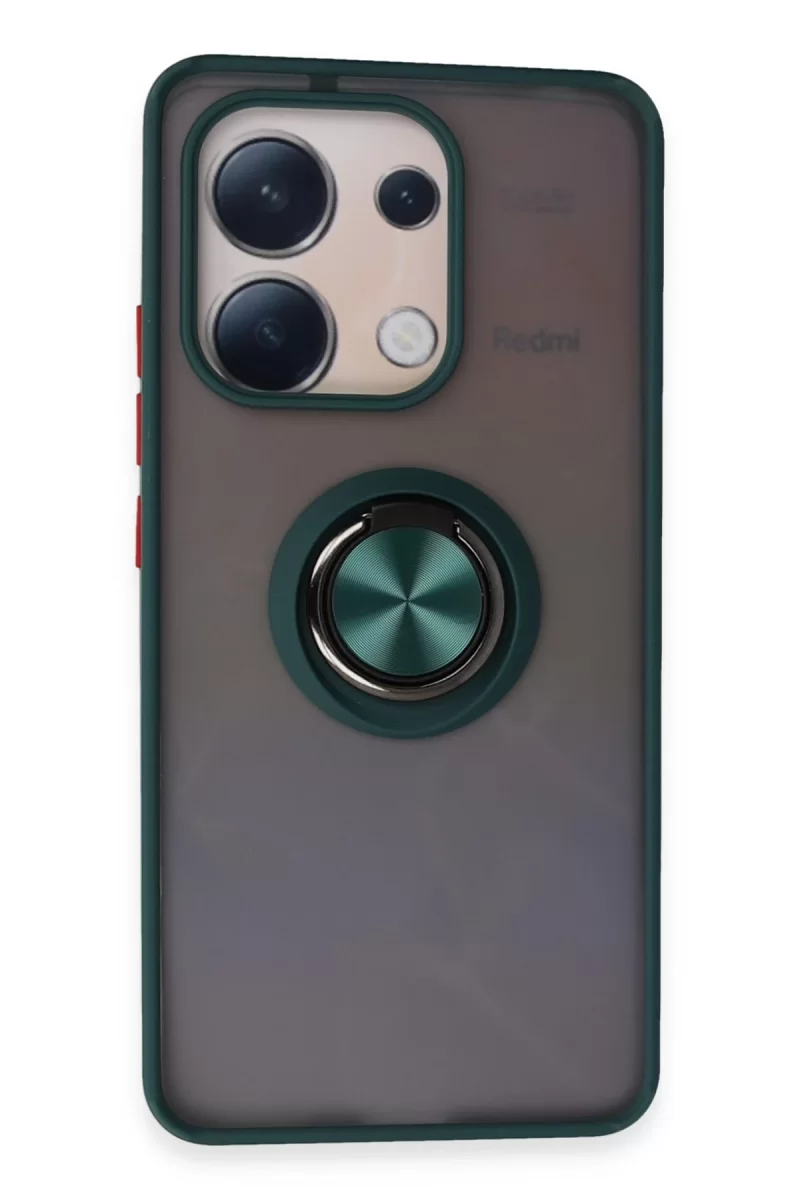 Xiaomi Redmi Note 13 4G Uyumlu Kılıf Montreal Yüzüklü Silikon Kapak - Yeşil