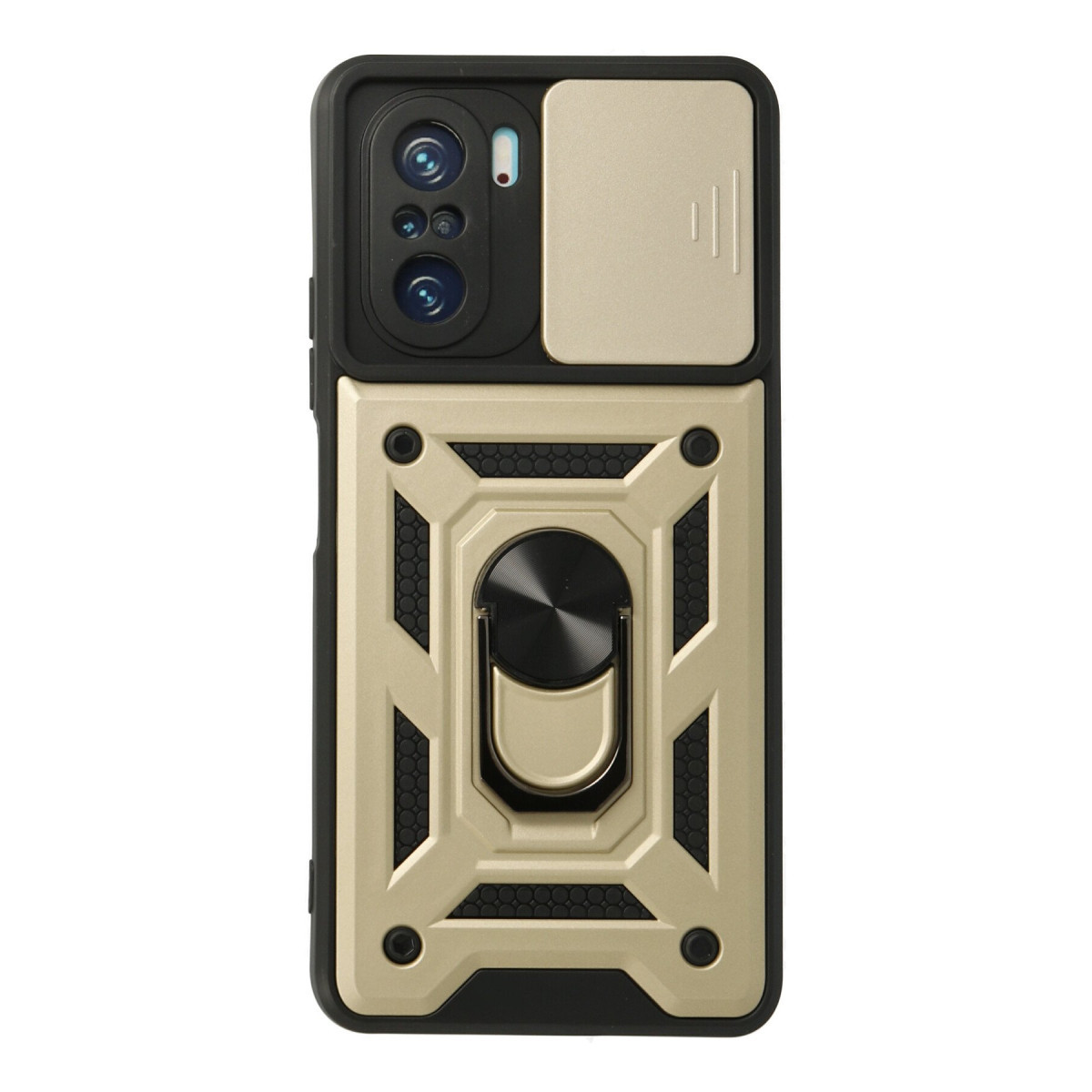 Poco F3 Kılıf Pars Lens Yüzüklü Silikon - Gold
