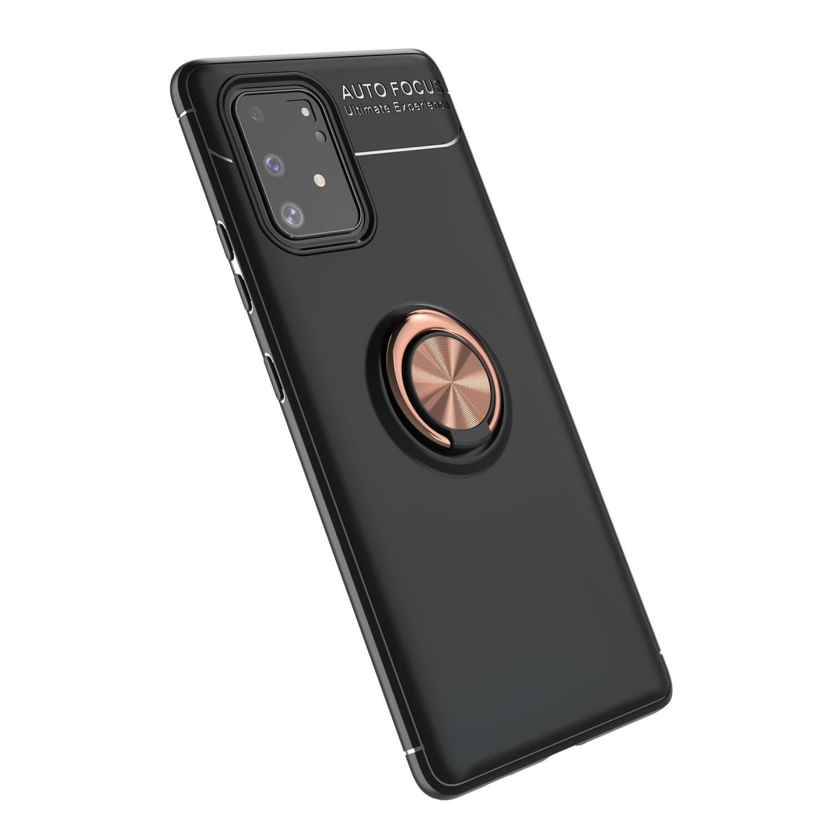 Galaxy A91 / S10 Lite Kılıf Range Yüzüklü Silikon - Siyah-Gold