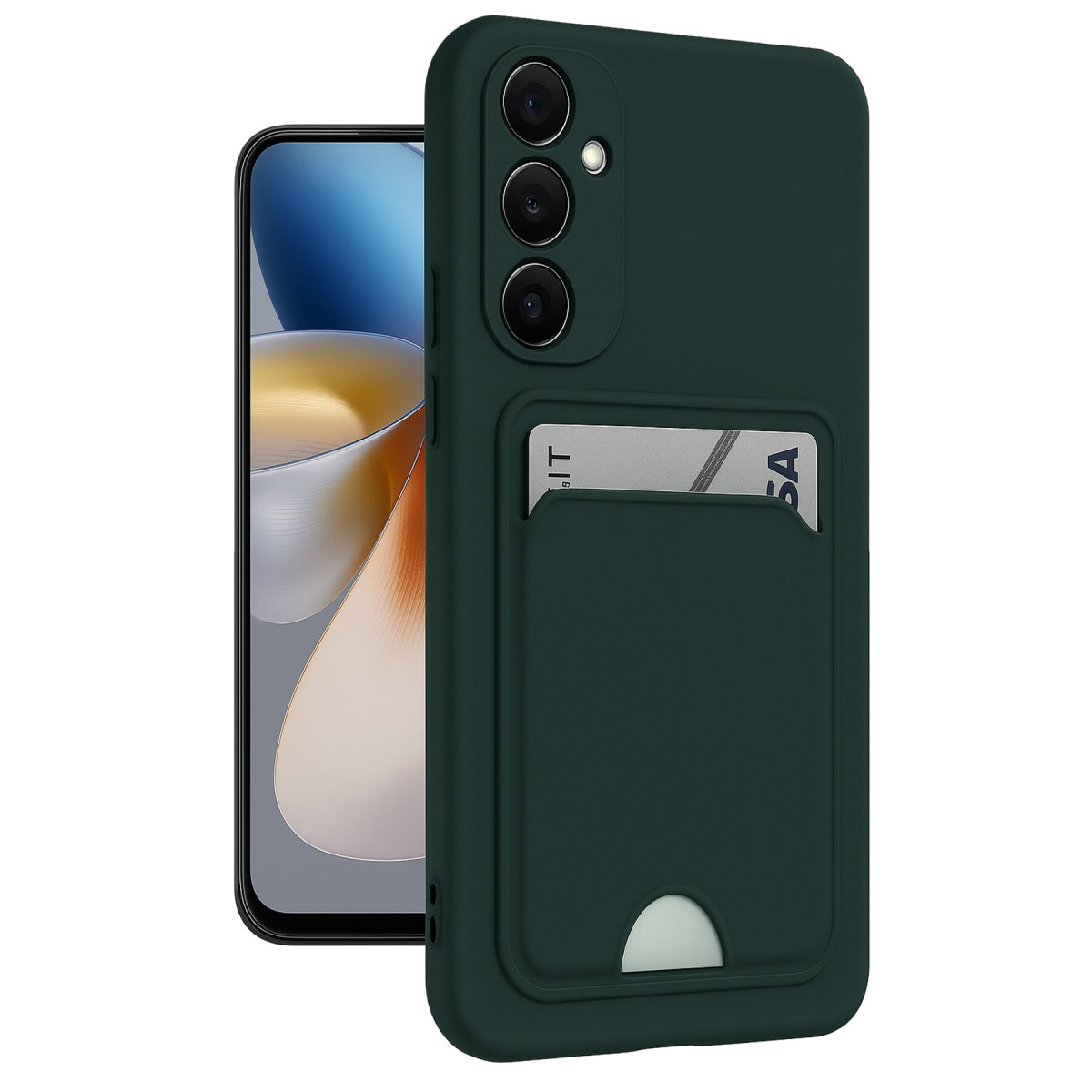 Galaxy M15 Kelvin Kartvizitli Silikon - Koyu Yeşil