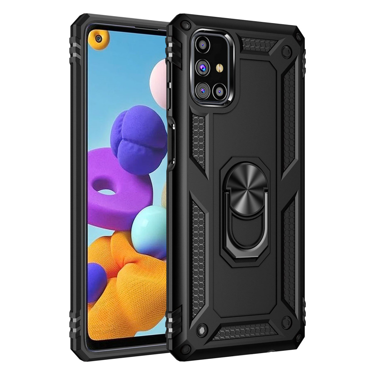 Galaxy M51 Kılıf Sofya Yüzüklü Silikon Kapak - Siyah