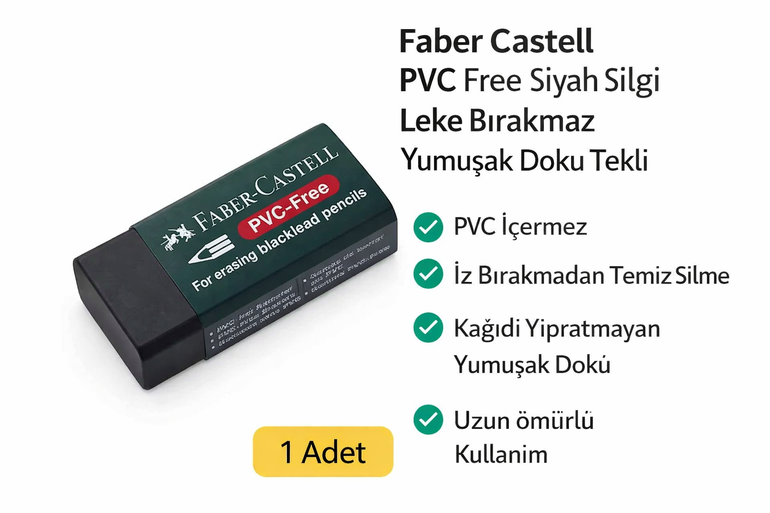 NO.30 PVC Free Siyah Silgi 1 Adet Leke Bırakmaz Yumuşak Doku