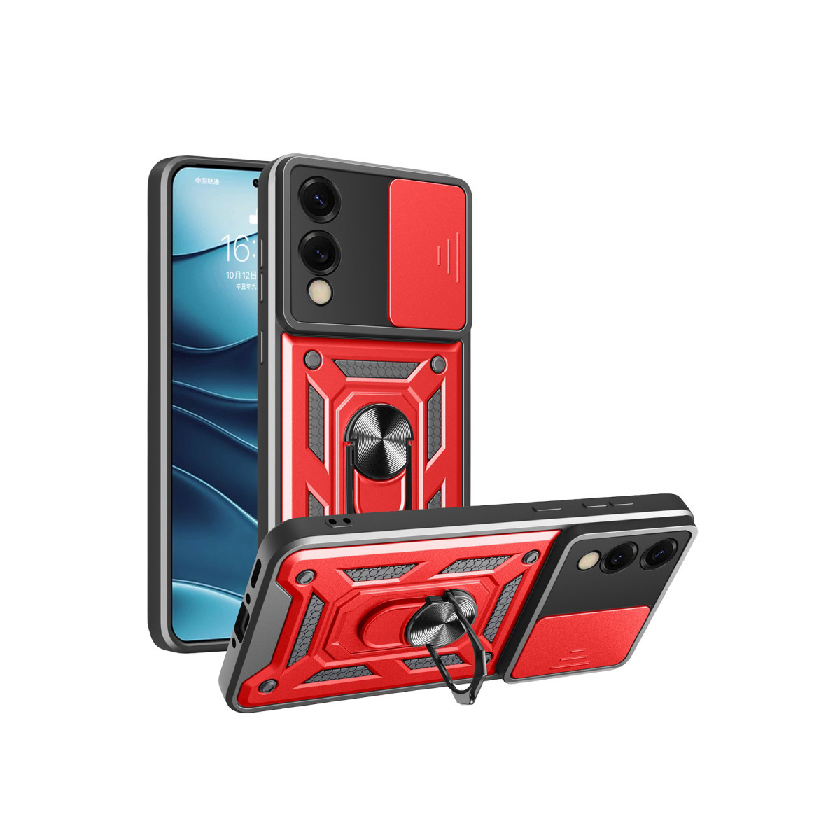 Galaxy S25 Edge Pars Lens Yüzüklü Silikon - Kırmızı