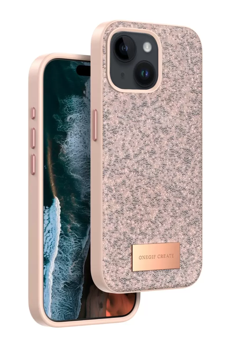iPhone 14 Bright Simli Kapak - Pembe