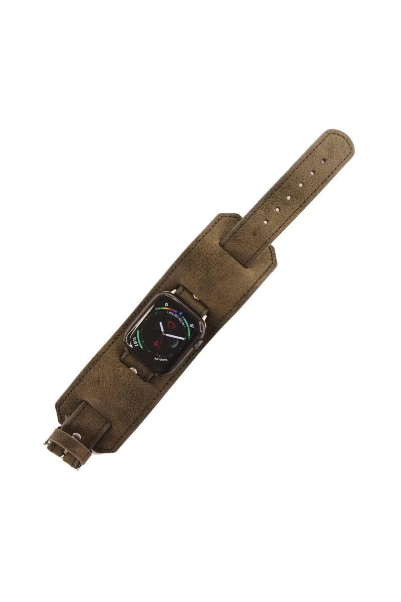 Apple Watch 42mm Uyumlu NL17 Deri Kordon - Kahverengi