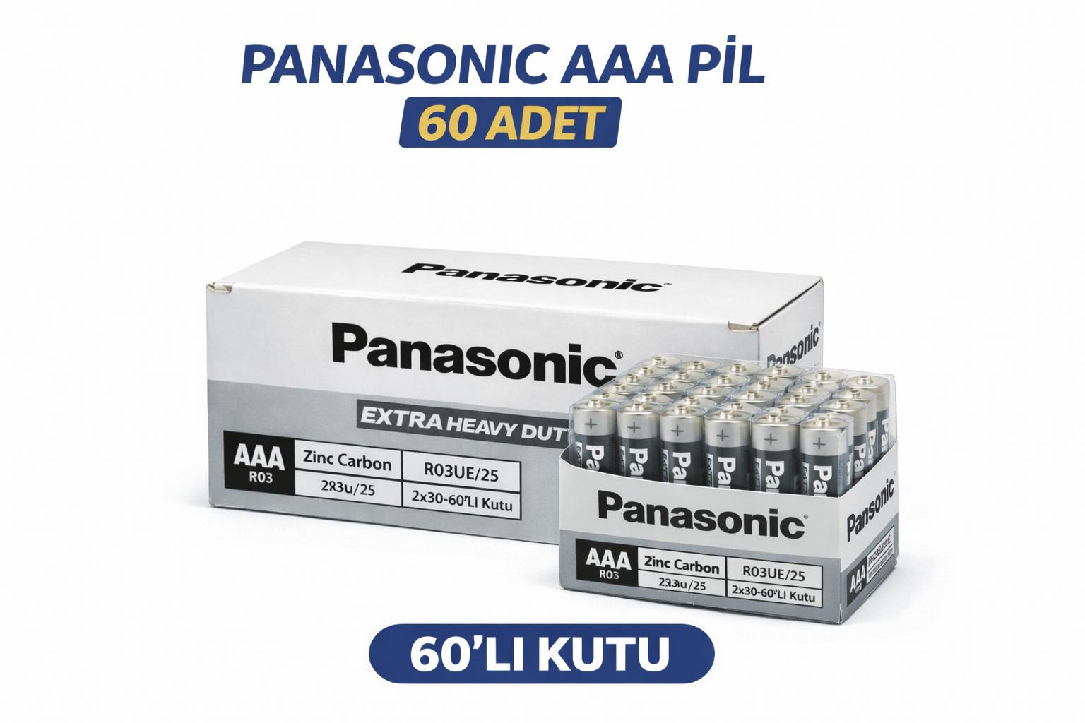 pana AAA R03 İnce Pil Zinc Carbon Extra Heavy Duty 2’li 30 Paket