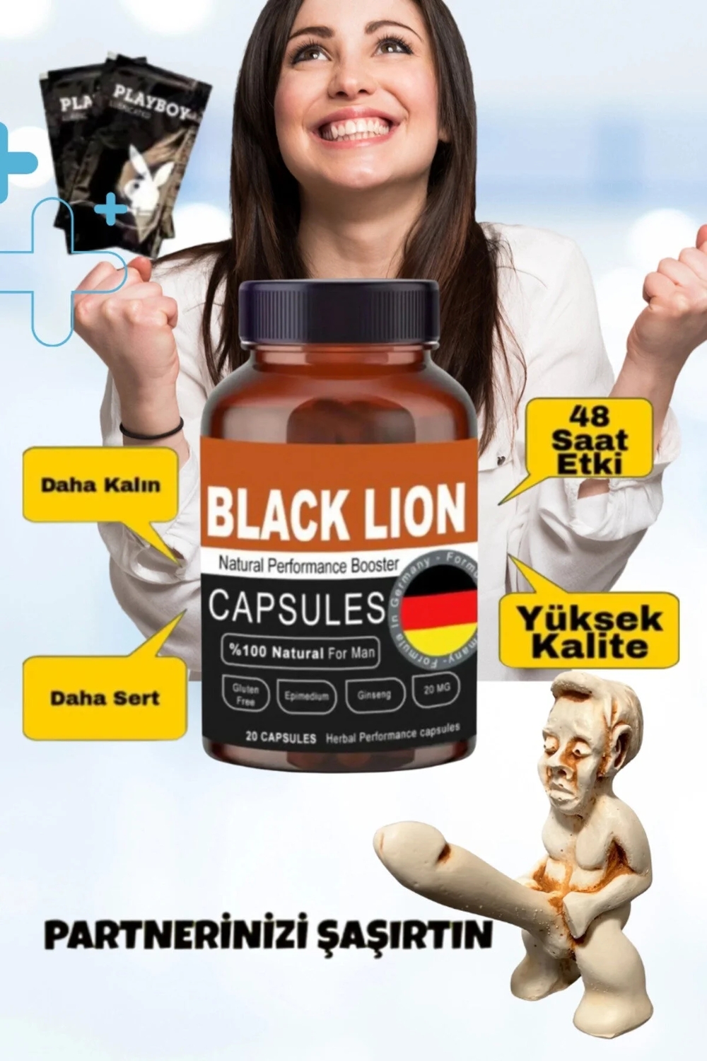 Black Lion Men Booster Erkeklere Özel ve Kayganlaştırıcı Jel Seti