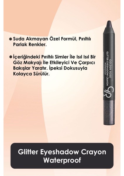 Glitter Eyeshadow Crayon Waterproof No: 55 Midnight Black - Simli Kalem Göz Farı