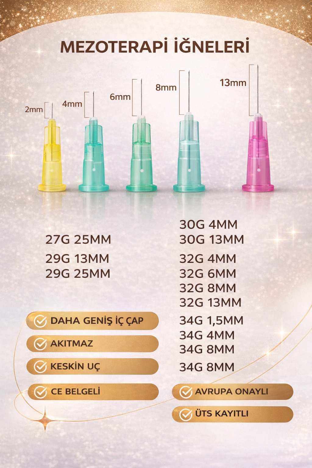 34G X 4MM Mezoterapi Steril Enjeksiyon İğnesi 100 Adet 1 Kutu