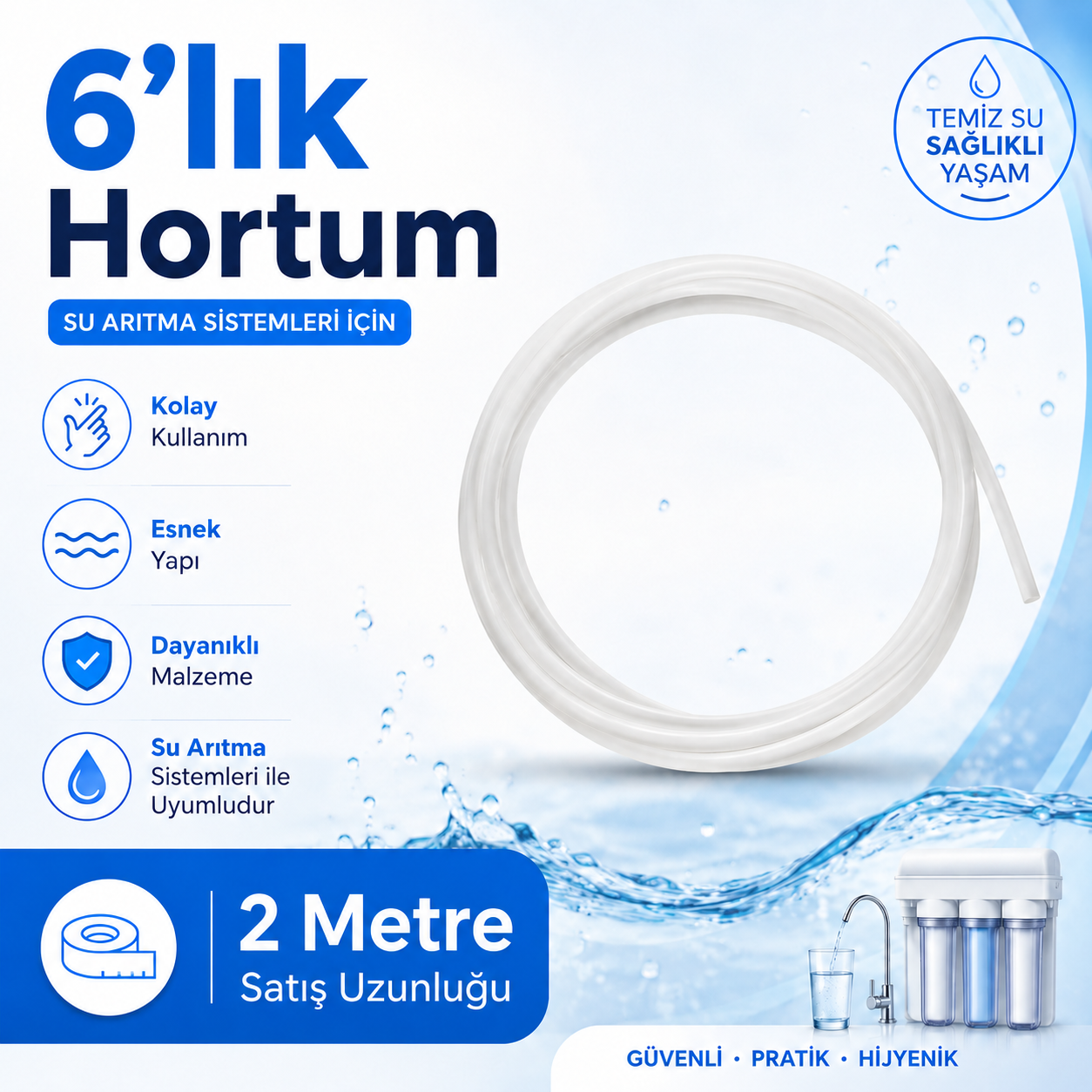 6’lık Su Arıtma Hortumu 2 Metre 608506026