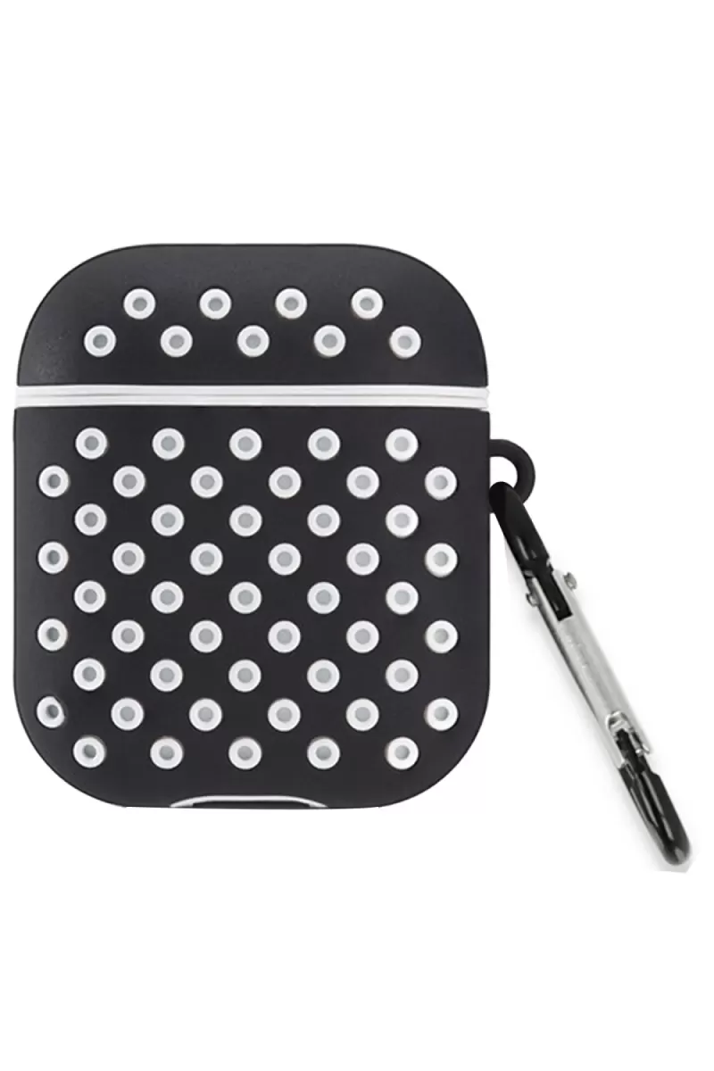 Airpods 2 (2.nesil) Spor Delikli Kılıf - Siyah-Beyaz