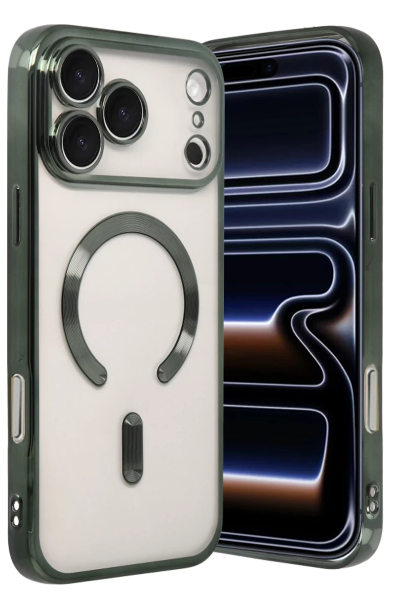 Apple iPhone 17 Pro Max Uyumlu Kross Magneticsafe Kapak - Koyu Yeşil