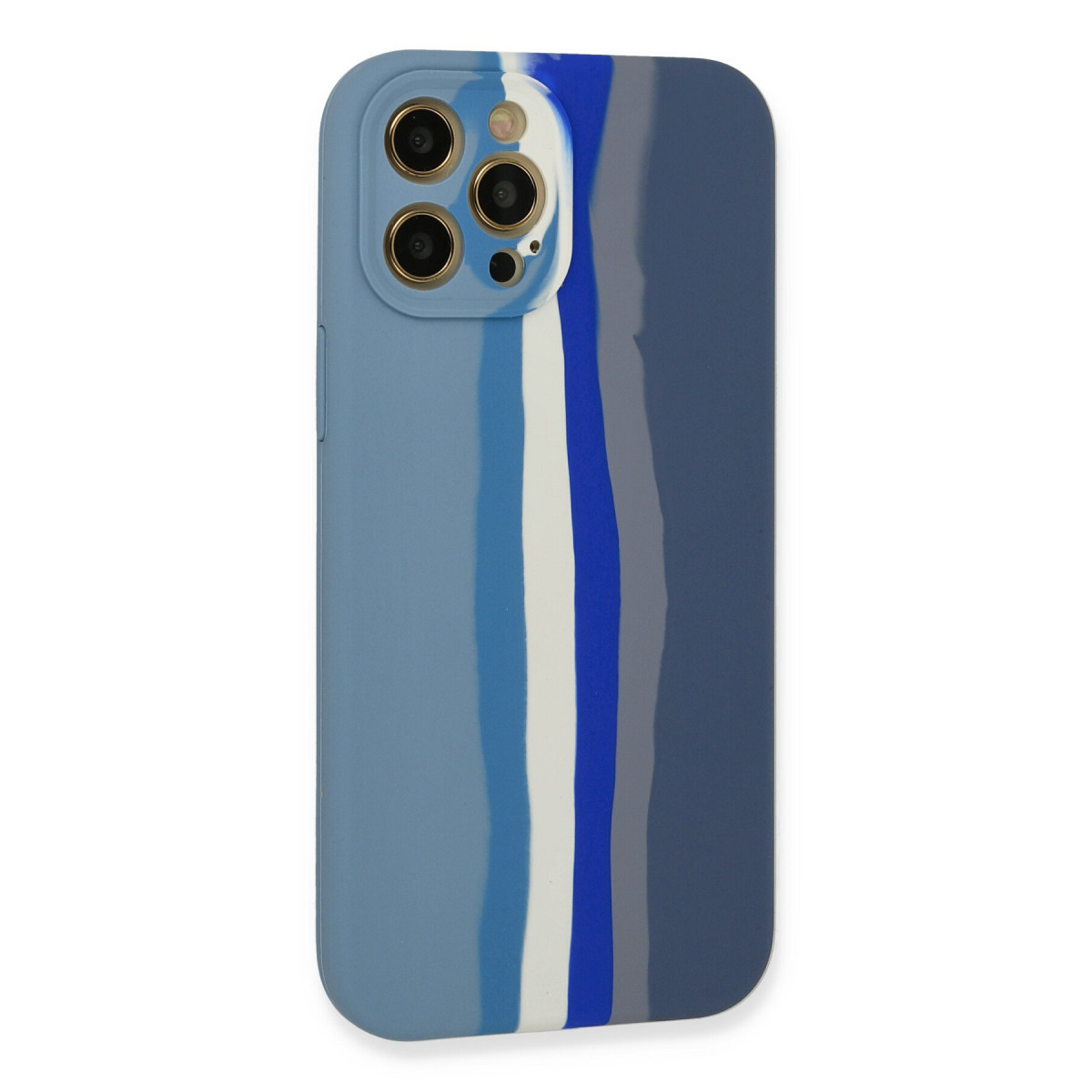 iPhone 12 Pro Kılıf Ebruli Lansman Silikon - Mavi-Gri — görsel 3