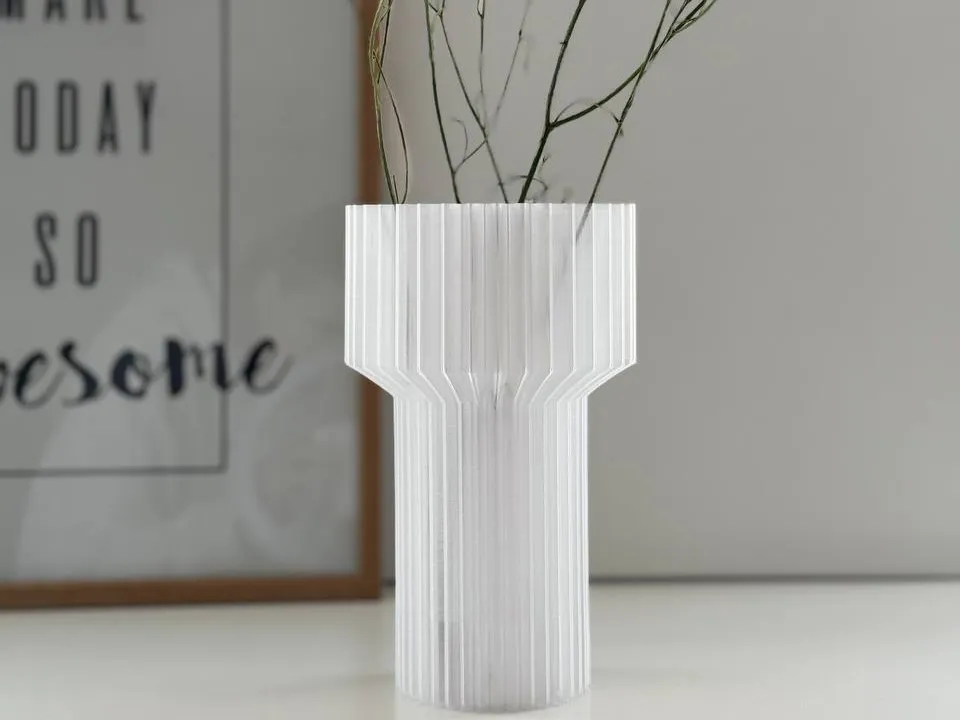 3D Baskı Modern Dekoratif Çiçek Vazosu - Minimal Silindir Tasarımlı Masaüstü Vazo, Ev ve Ofis Dekoru-Şeffaf