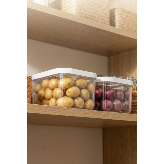 2'Li 12 LT Multibox Beyaz Kayar Kapaklı Saklama Kabı & Erzak Kabı & Patates Soğan Kovası