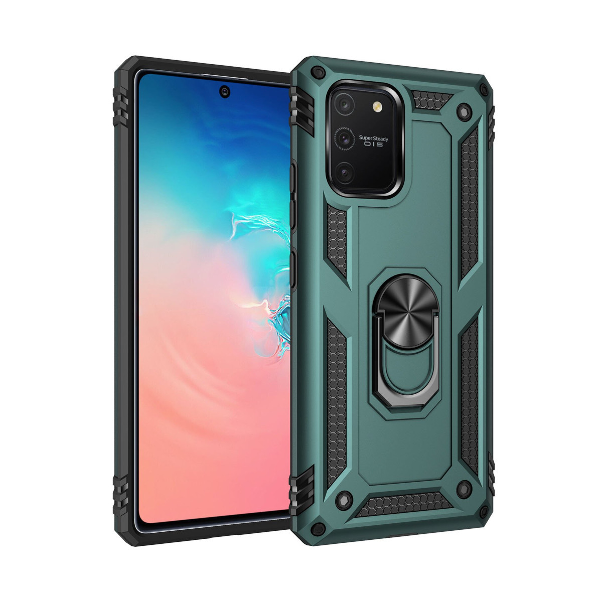 Galaxy A91 / S10 Lite Kılıf Sofya Yüzüklü Silikon Kapak - Yeşil