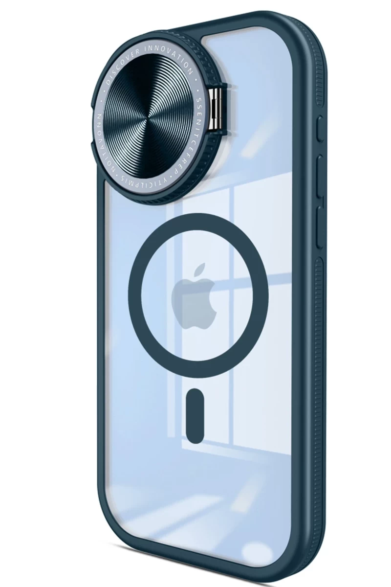 Apple iPhone 14 Pro Max Uyumlu Kılıf Teleskop Lens Magsafe Silikon Kapak - Lacivert