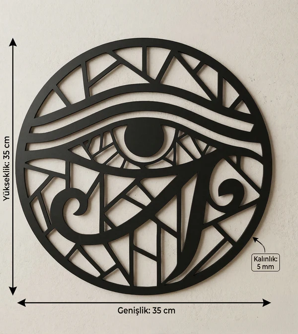 Horus Gözü Duvar Tablosu MDF Lazer Kesim Geometrik Modern Duvar Süsü Eye of Horus Dekor