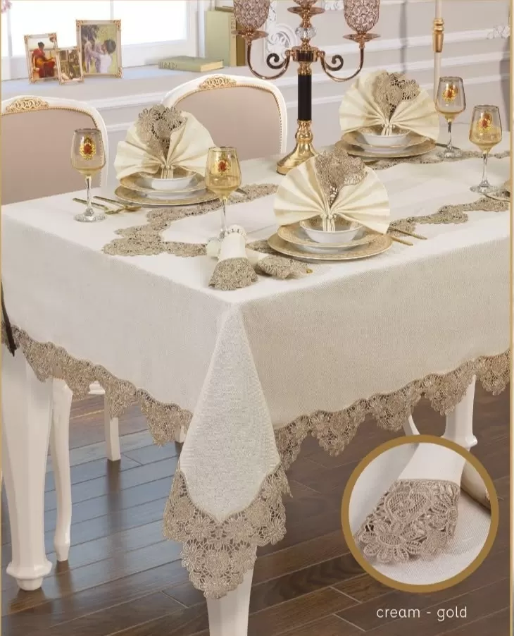 Angles Flora El İşi 17 Parça 8 Kişilik 165 × 265 cm Masa Takımı