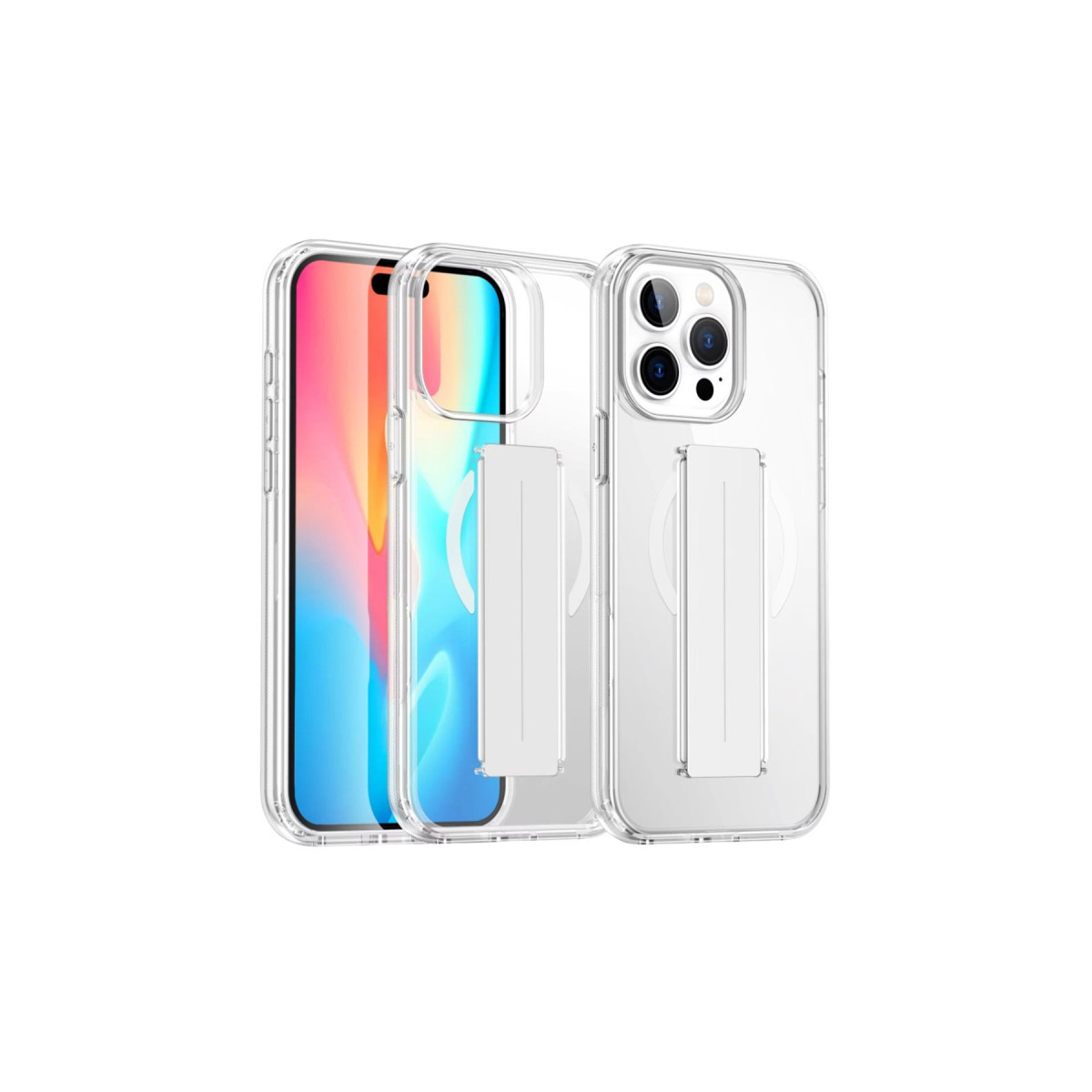 iPhone 14 Pro Max Kılıf Alfa Magsafe Standlı Kapak - Şeffaf