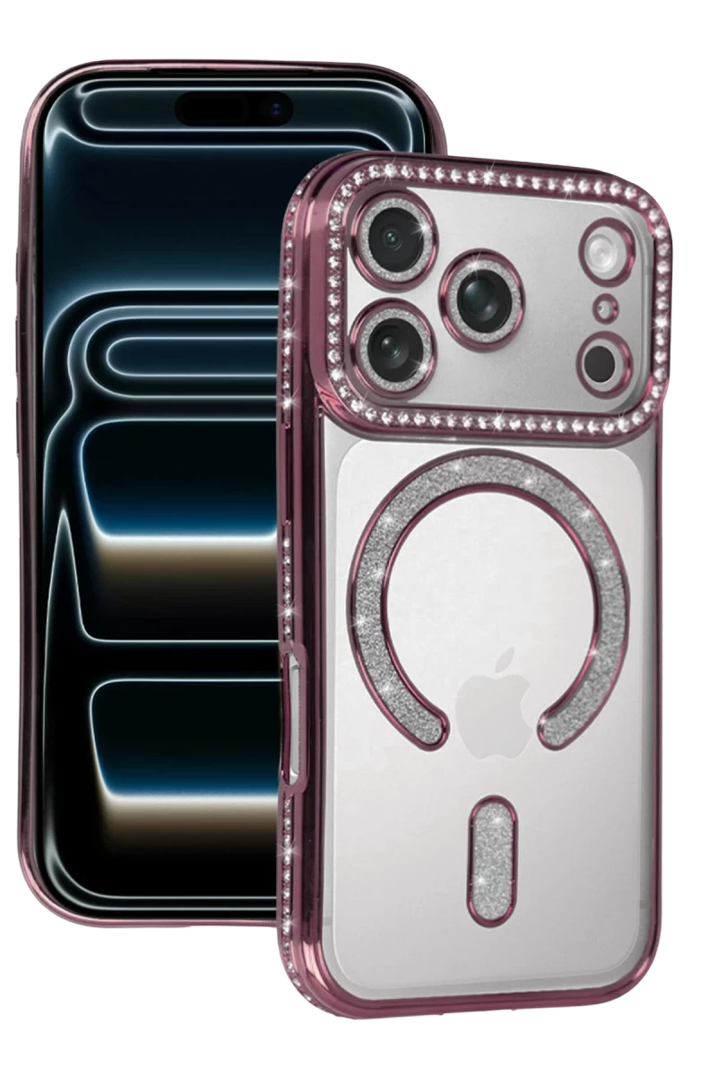 Apple iPhone 17 Pro Max Uyumlu Joke Simli Magneticsafe Kılıf - Pembe