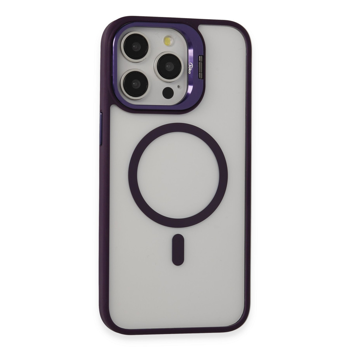iPhone 14 Pro Kılıf Roblox Lens Magsafe Standlı Kapak - Derin Mor