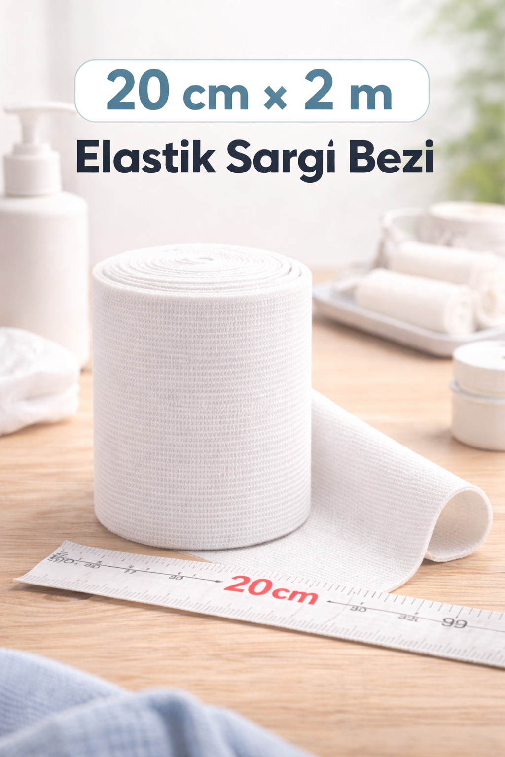 20 CM x 2 M Hidrofil Sargı Bezi Pamuklu Gazlı Bez Kısa Metraj Medikal Sarım Bezi 1 Adet