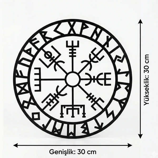 Viking Pusulası Vegvisir Duvar Tablosu MDF Lazer Kesim Nordik Duvar Süsü Modern Dekor