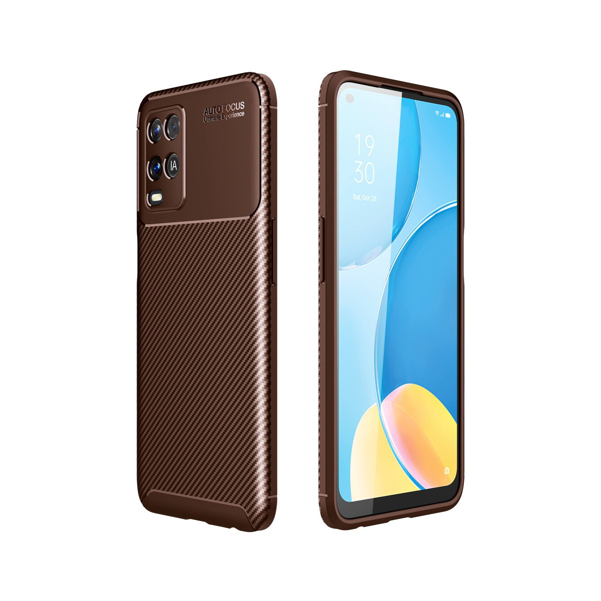 A54 4G Kılıf Auto Focus Karbon Kapak - Kahverengi