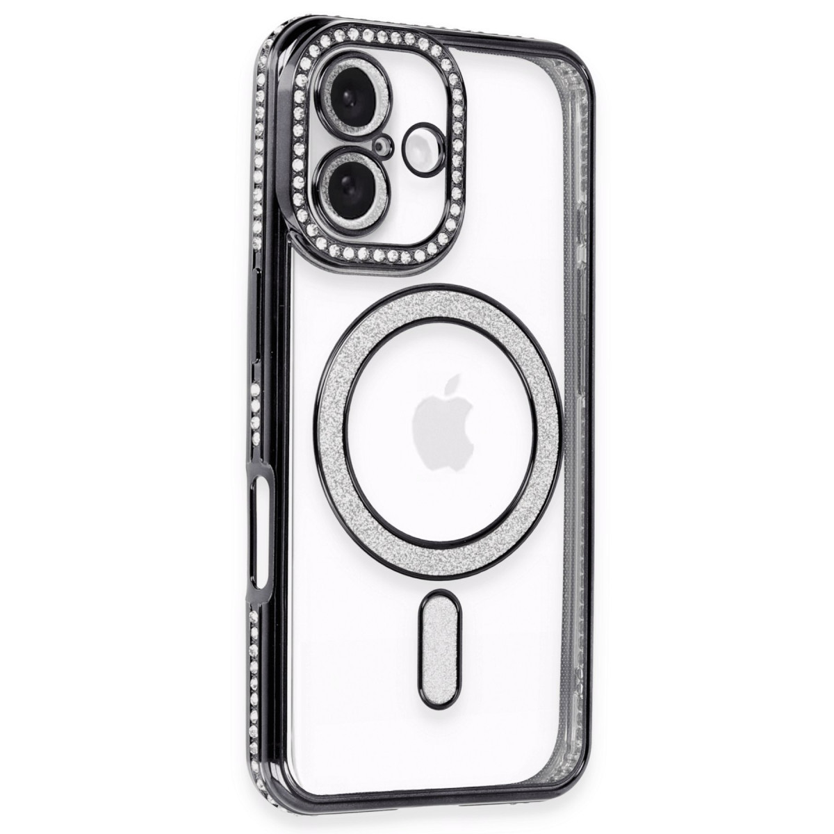 iPhone 16 Kılıf Joke Simli Magneticsafe Kılıf - Siyah