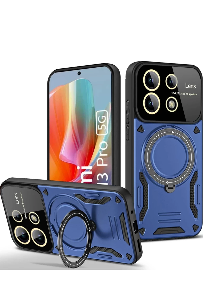 Xiaomi Redmi Note 13 Pro 5G Uyumlu Kılıf Joy Lens Standlı Kapak - Lacivert