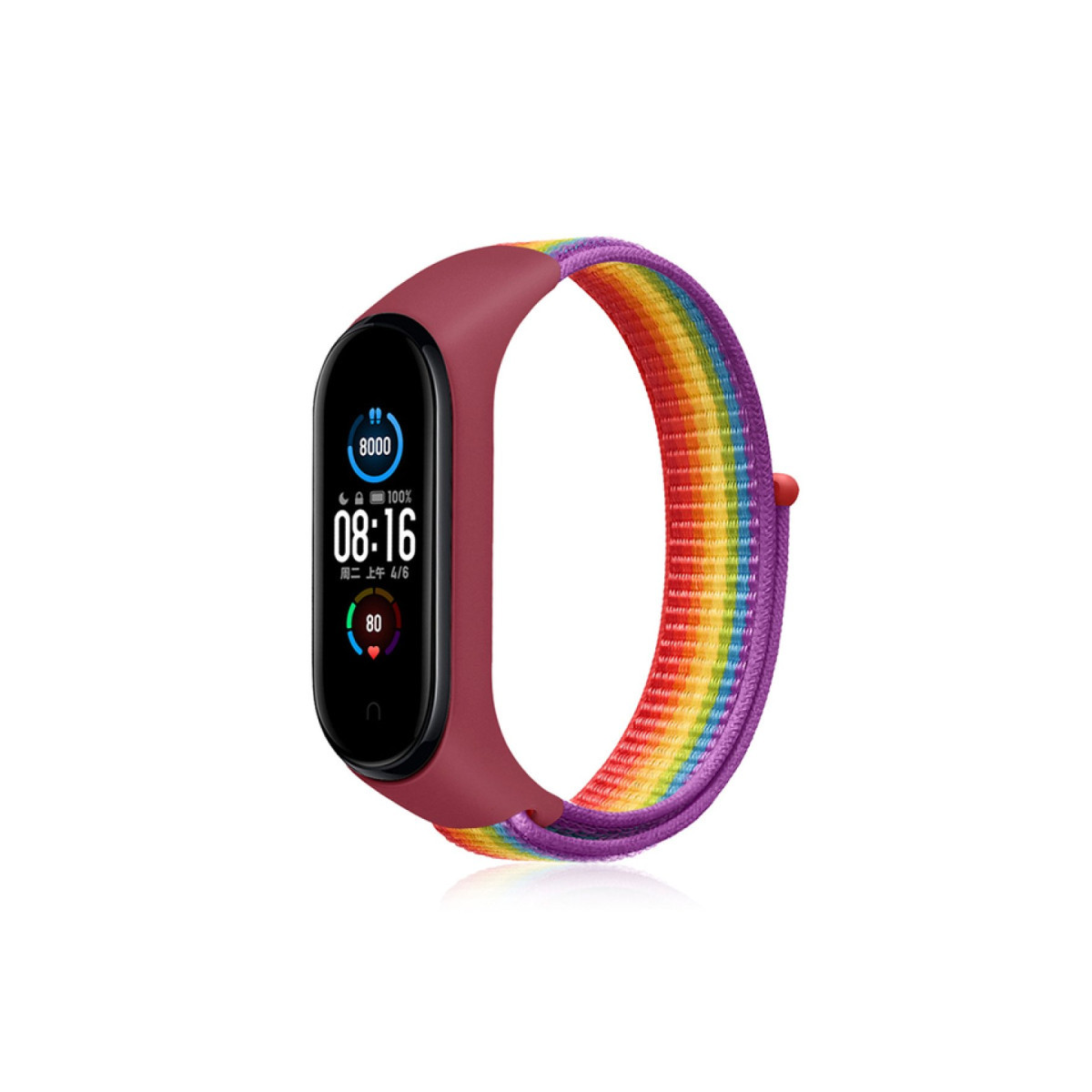 Mi Band 4 Hasırlı Cırtcırtlı Kordon - Gökkuşağı
