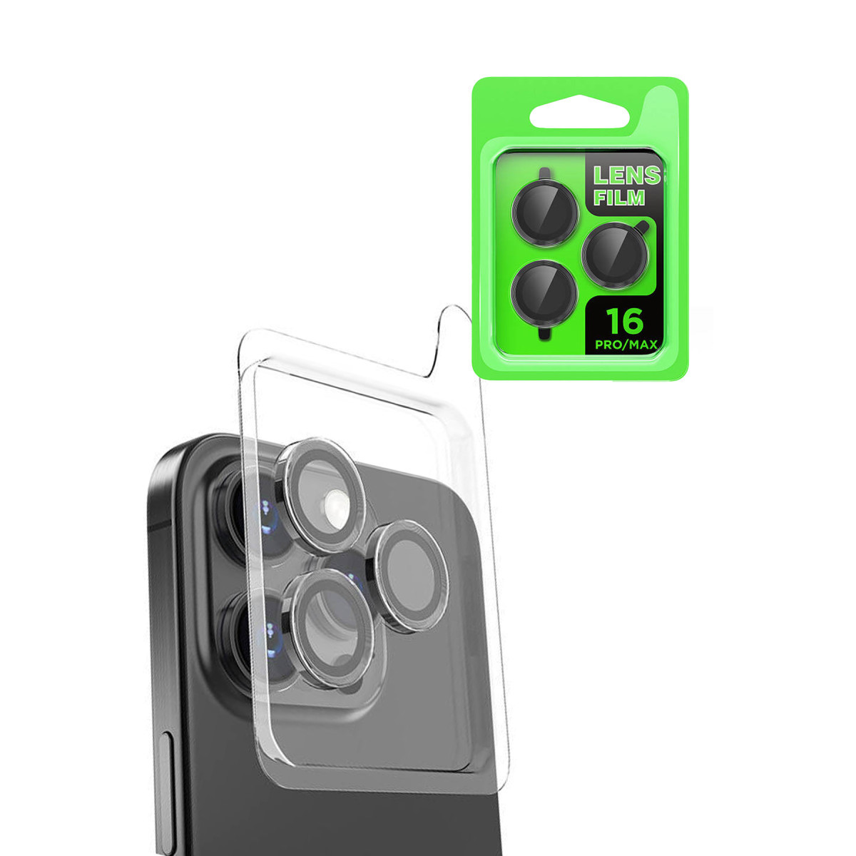 iPhone 16 Pro Max Raze Metal Kamera Lens - Siyah