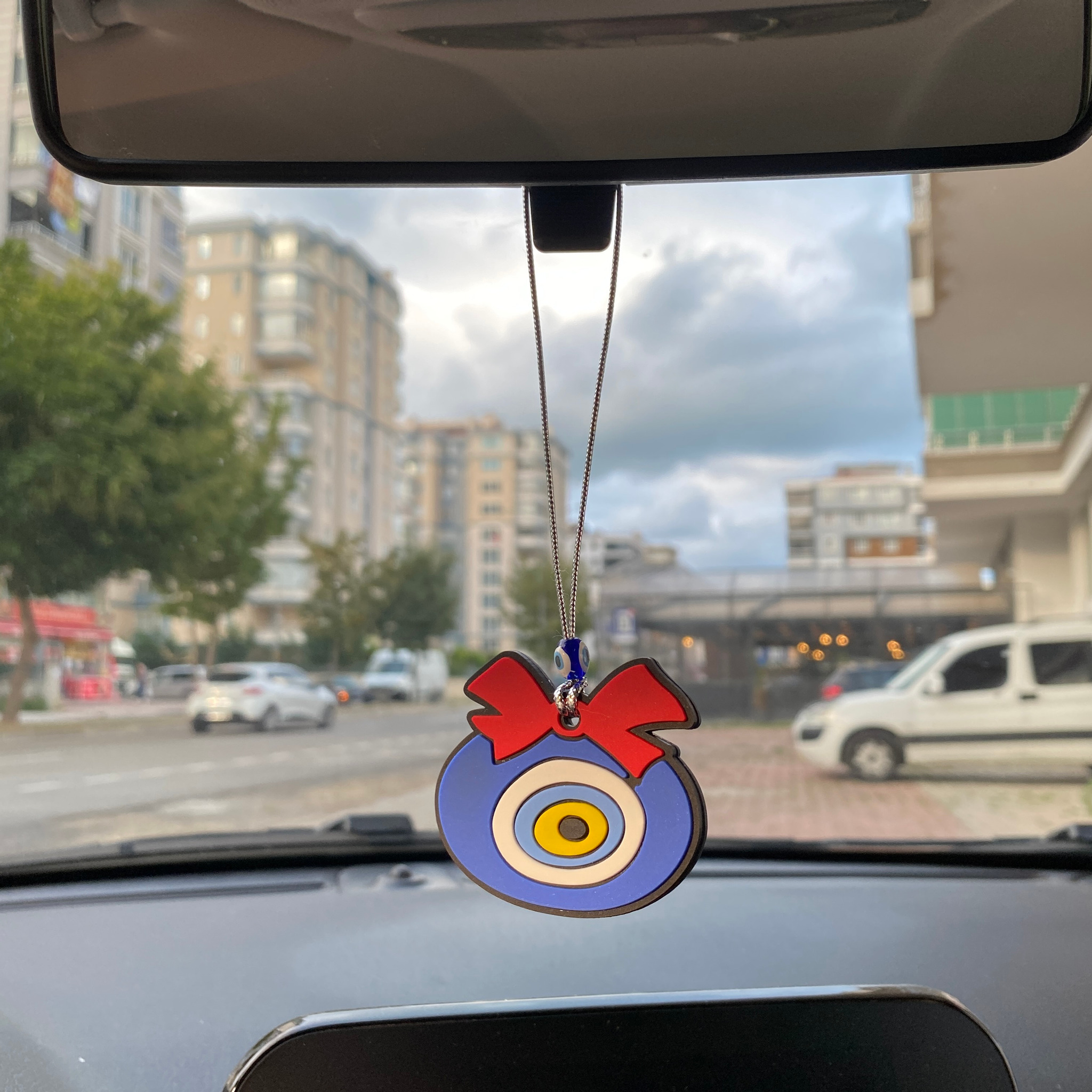 Nazar Boncuklu Silikon Dikiz Ayna Süsü