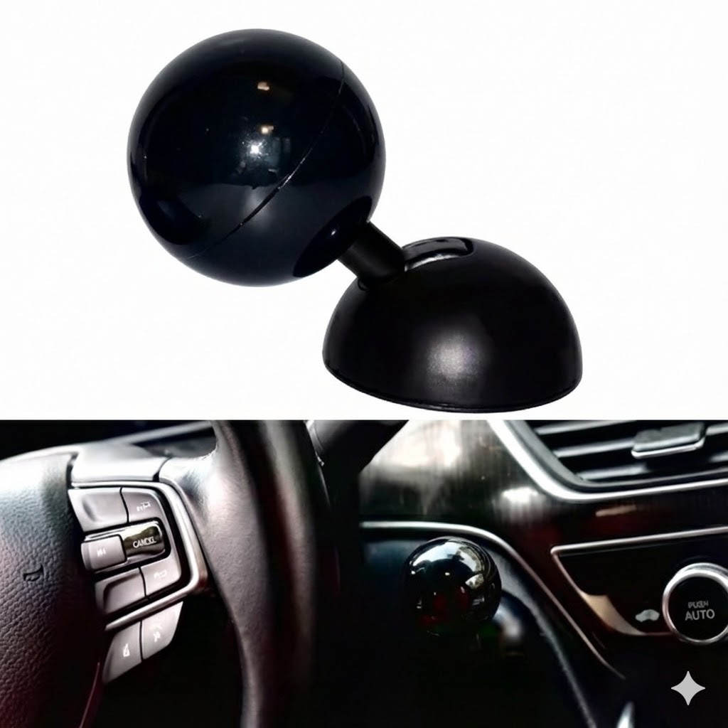 Bilardo Topu Tasarımlı Metal Start Stop Düğmesi Siyah