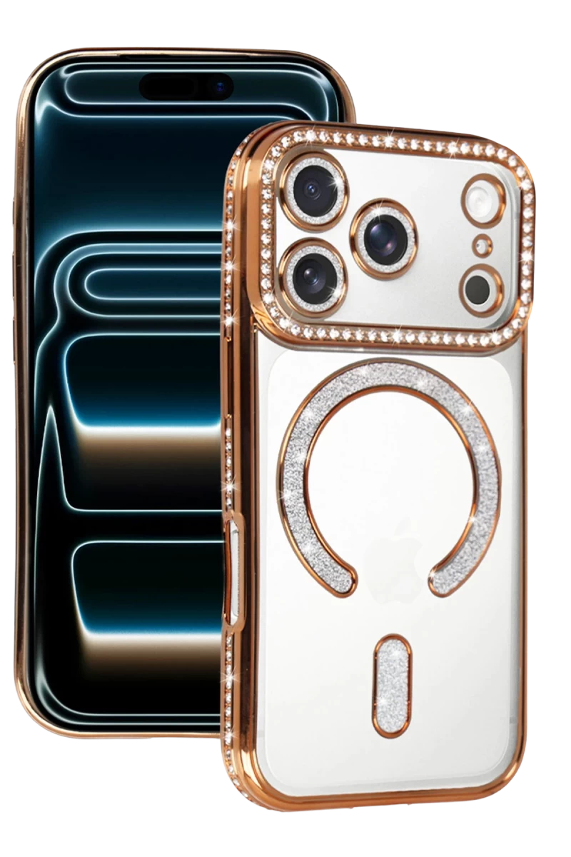 Apple iPhone 17 Pro Max Uyumlu Joke Simli Magneticsafe Kılıf - Turuncu