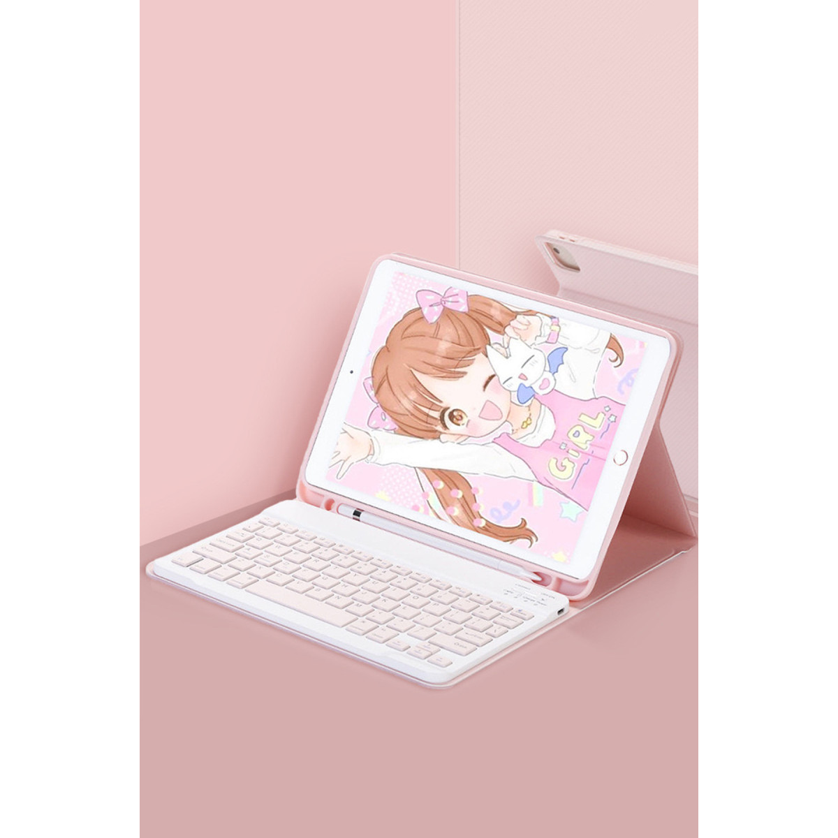 Pad 6 Kılıf KC01 Smart Klavyeli Tablet Kılıfı - Pembe