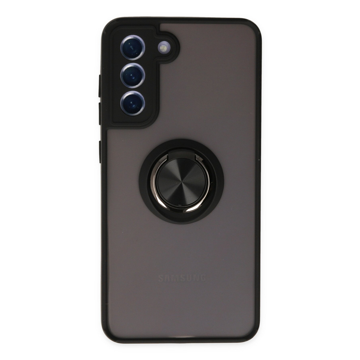 Galaxy S21 FE Kılıf Montreal Yüzüklü Silikon Kapak - Siyah