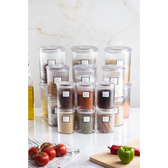 18'li Barok Yuvarlak 3 Boy Kavanoz Seti & Saklama Kabı & Erzak Kabı (6*2000 ML, 6*1000 ML ,6*500 ML)