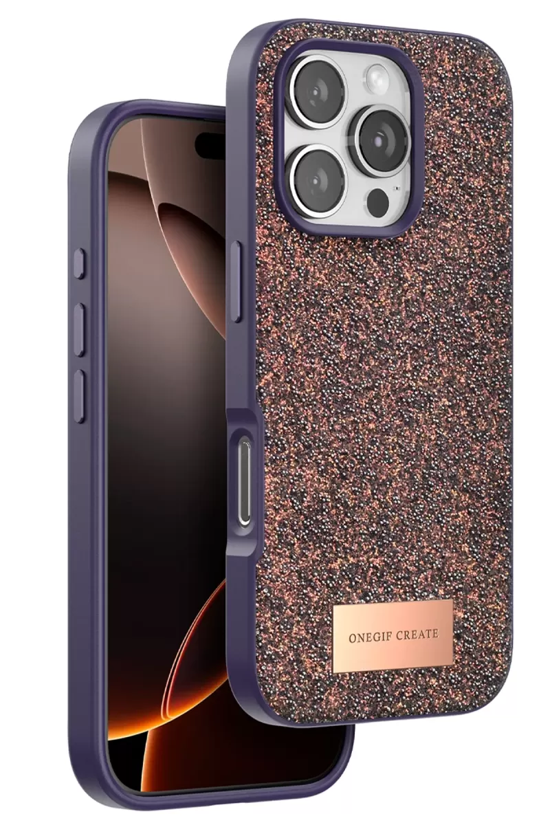 iPhone 16 Pro Bright Simli Kapak - Derin Mor