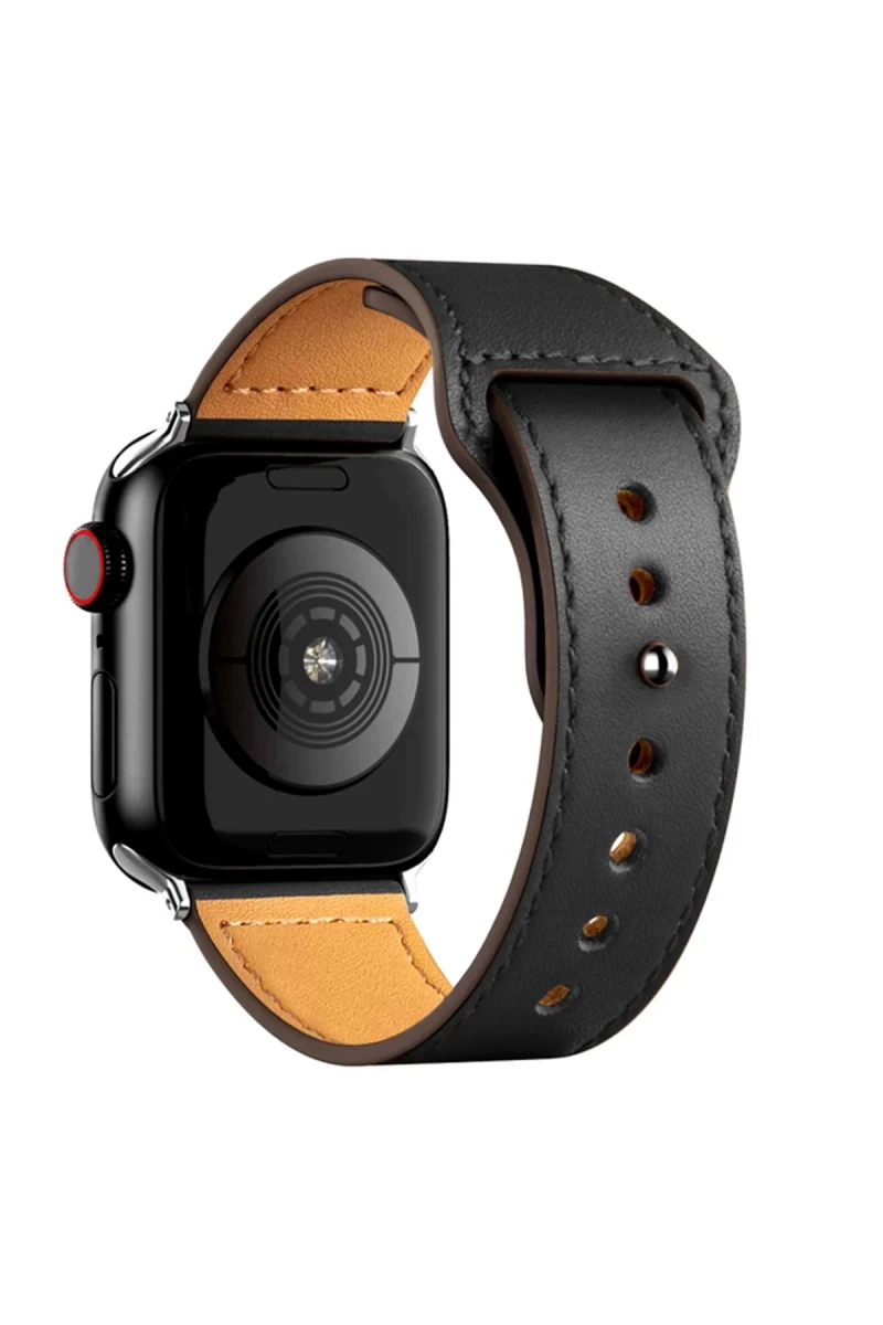 Apple Watch 38mm Uyumlu KR415 Luaz Deri Kordon - Siyah
