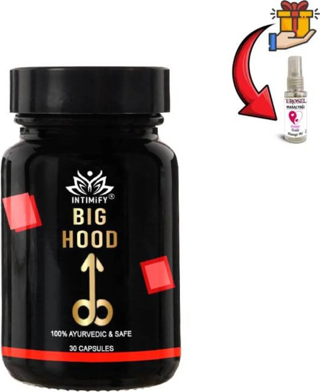 Big Hood Erkekler Için 30lı x 1 Ad.+Eroselerotik Masaj Yağı