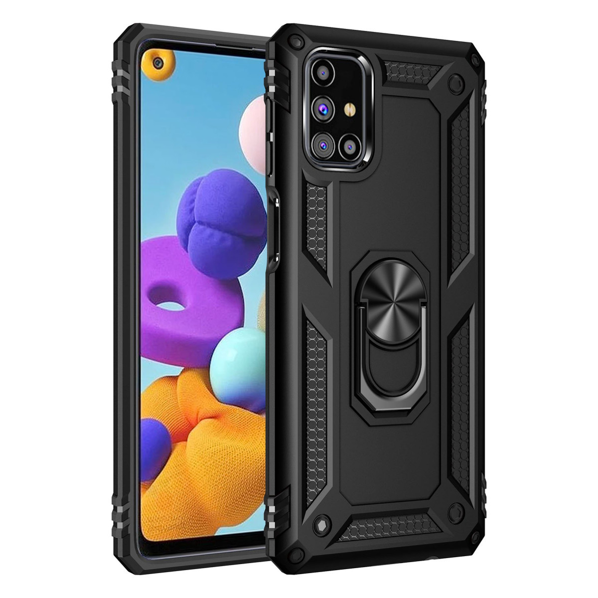 Galaxy M31S Kılıf Sofya Yüzüklü Silikon Kapak - Siyah