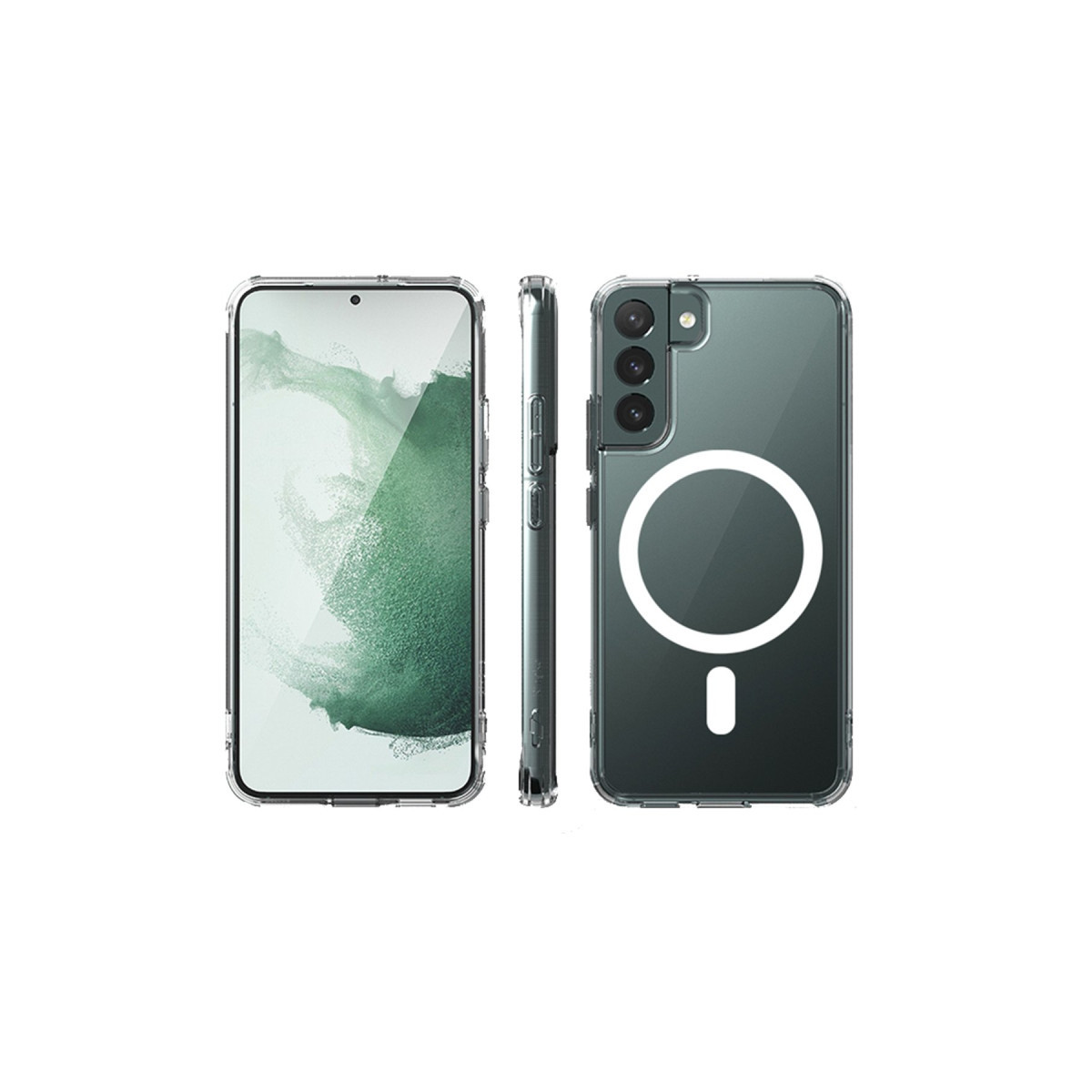 Galaxy S22 Kılıf Magneticsafe Şeffaf Silikon - Şeffaf