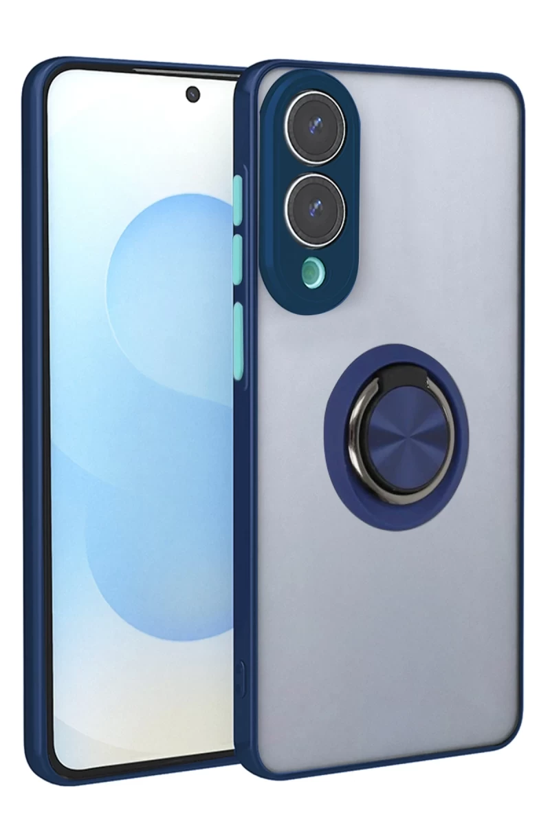 Samsung Galaxy S25 Uyumlu Edge Kılıf Montreal Yüzüklü Silikon Kapak - Lacivert