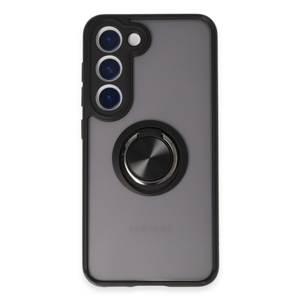 Galaxy S23 Kılıf Montreal Yüzüklü Silikon Kapak - Siyah