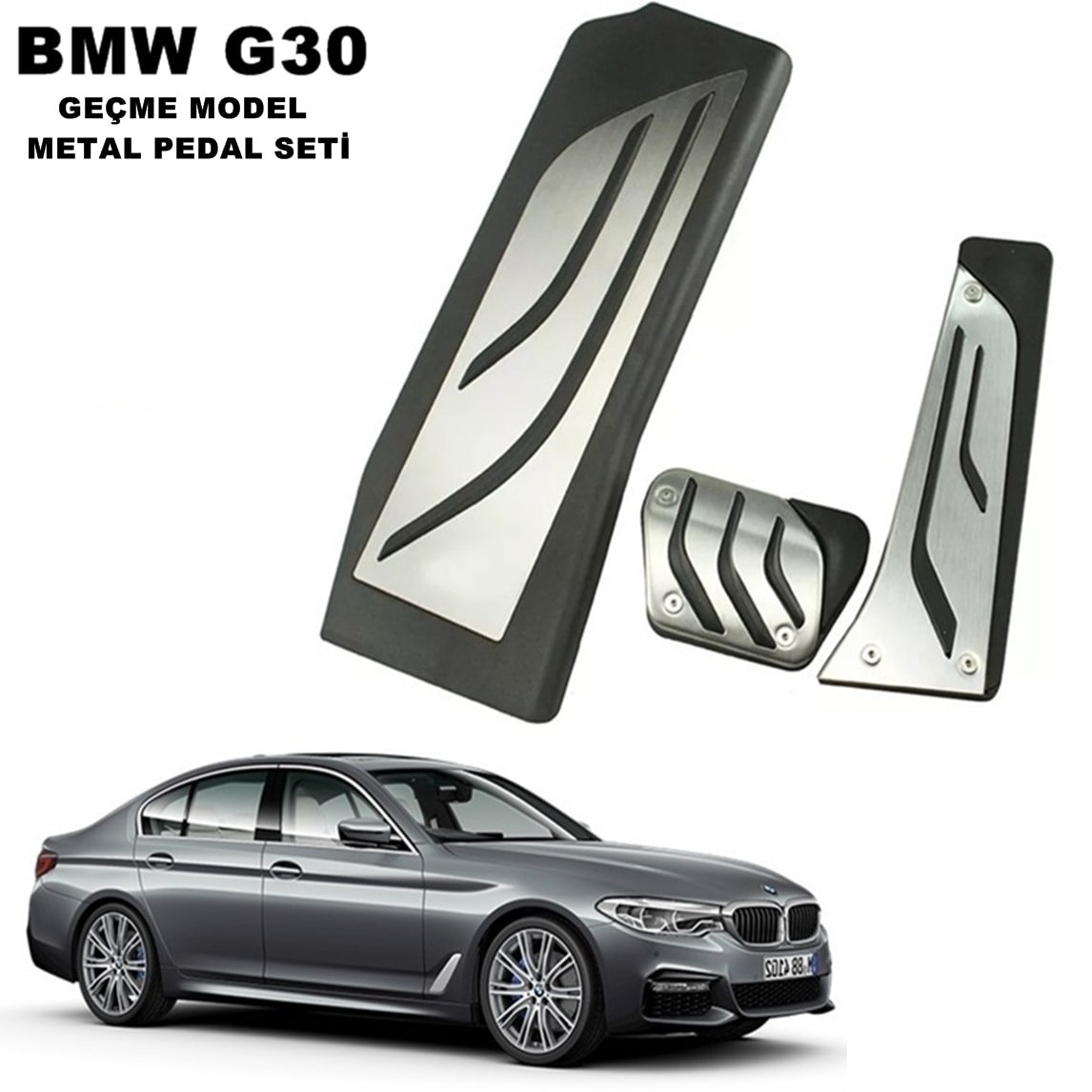 BMW 5 Serisi G30 M Sport 20i 2017-2023 Uyumlu Geçme Otomatik Pedal Seti Orijinal Siyah Krom